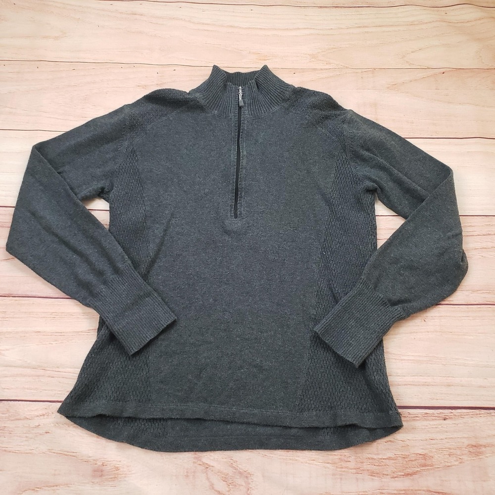 Eddie Bauer Sweater Womens‎ XL Gray 1/2 Zip Mock Neck Long Sleeve Knit Pullover